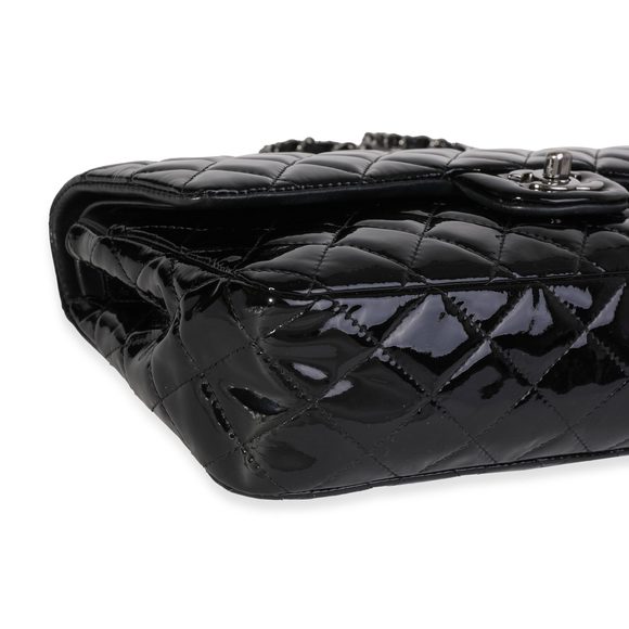Chanel Black Quilted Patent Leather Medium Classic Double Flap Bag - Picture 6 of 8